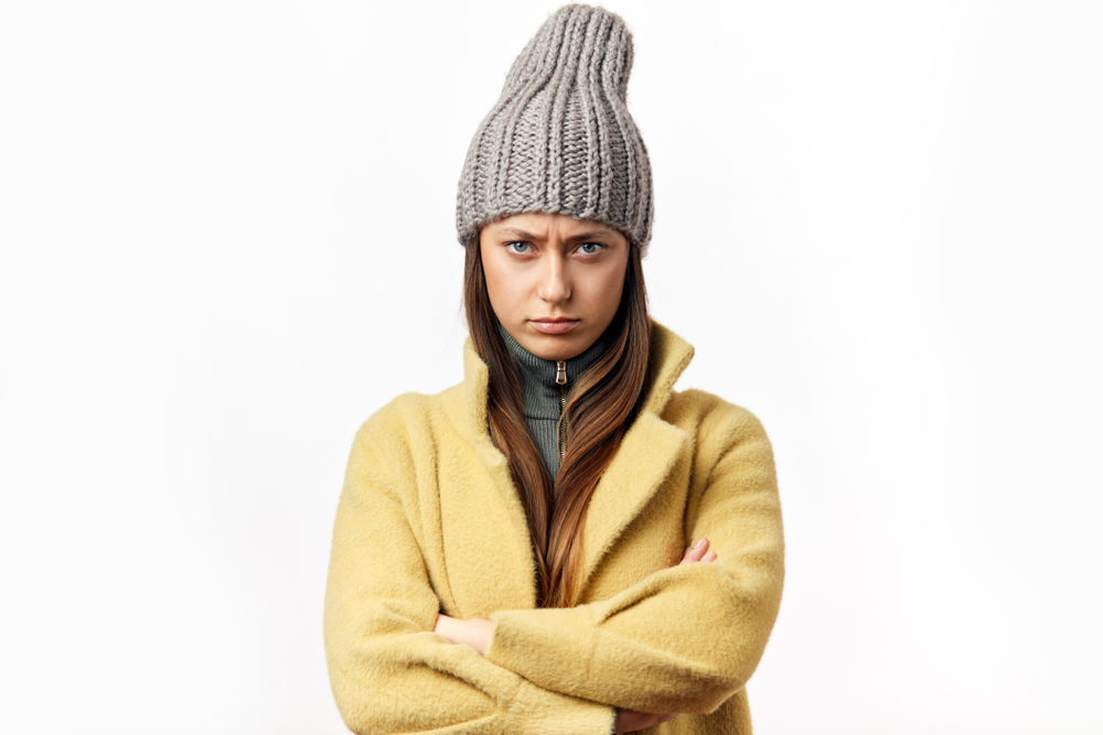 Cold woman needs furnace tune-up